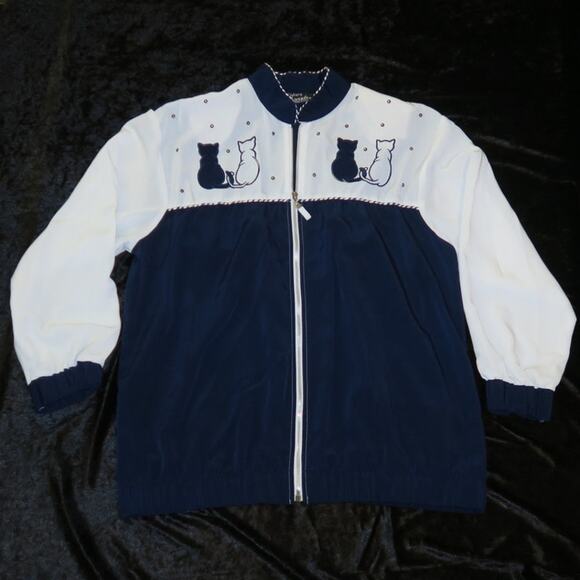 Vintage Cat Lover Jacket Beaded Embroidered Rope Western Sz Large Shoulder Pads - Picture 2 of 16